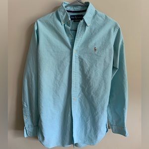 Light Mint Green Ralph Lauren Long Sleeve Button Down Shirt